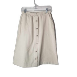 Vintage Haband Cream A-Line Knee Length Pull On Skirt with pockets Sz 10P